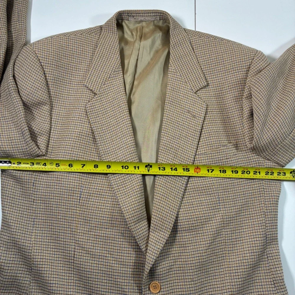 Ermenegildo Zegna Wool Silk Blazer 46R Tan‎ Check Sport Coat Saks Fifth Avenue